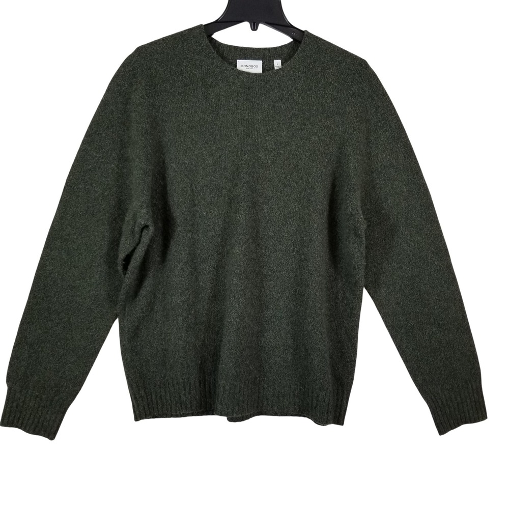 Bonobos Mens Wool‎ Blend Crew Neck Sweater Dark Green Heather Large RN128054
